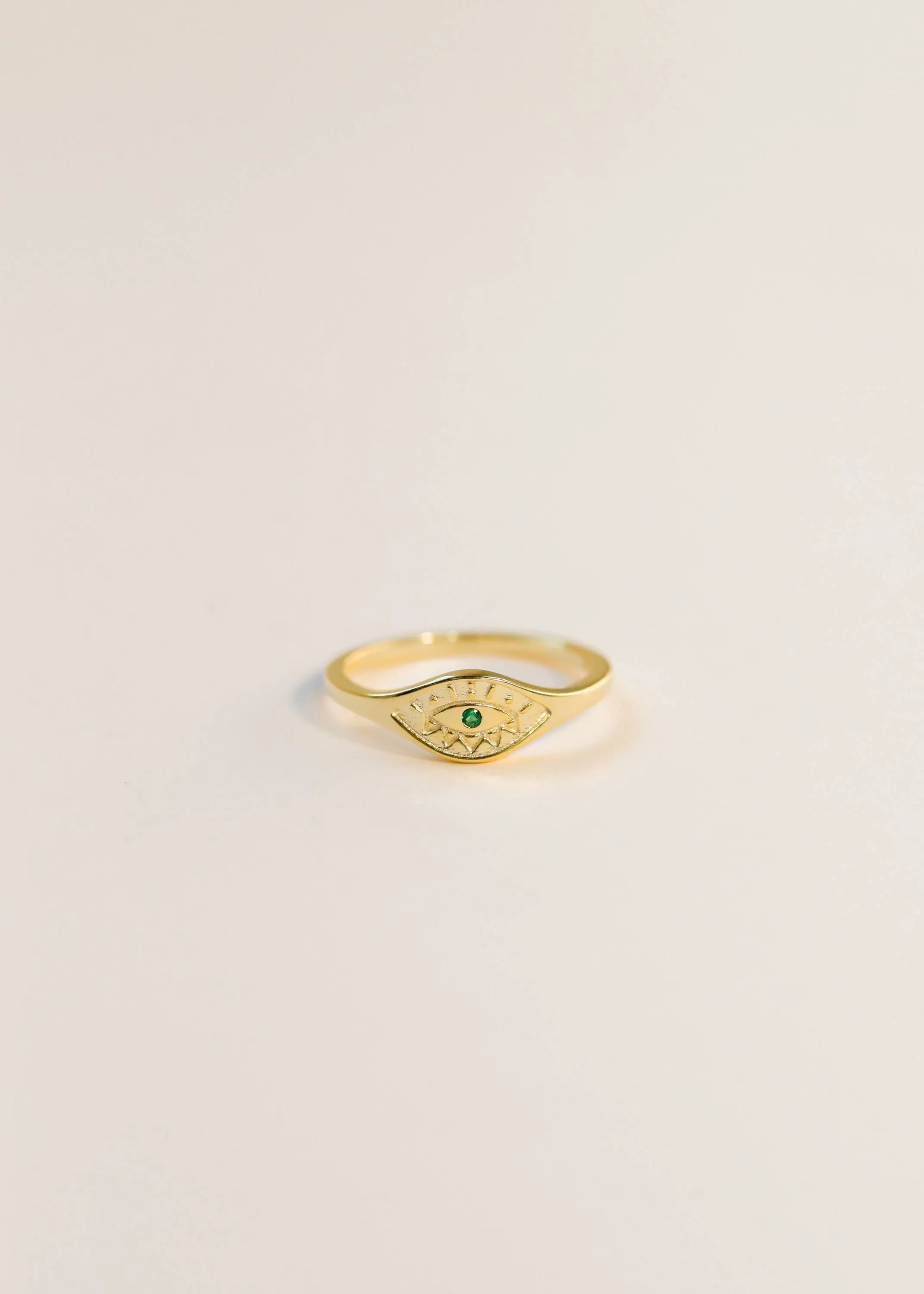 Gold Rings - Emerald Evil Eye