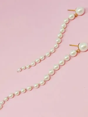 Gradiant Long Pearl Bead Drop Earrings