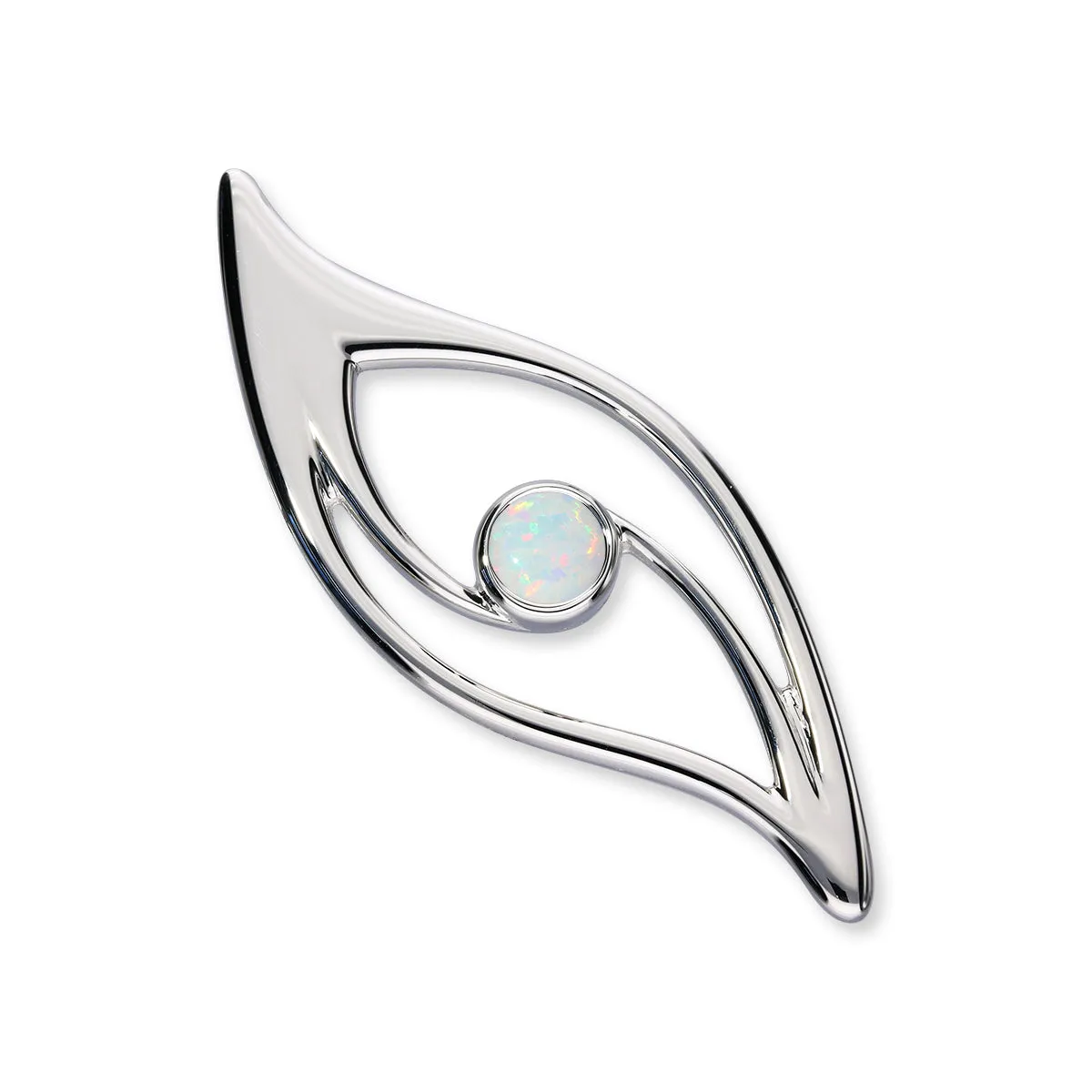 Harlequin Silver Brooch SB145 White Opal