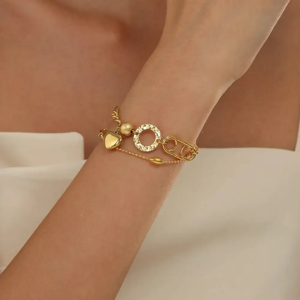 Heart Layered Gold Bracelets