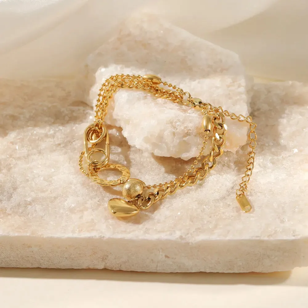 Heart Layered Gold Bracelets