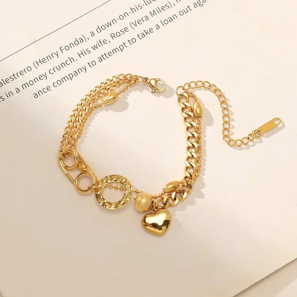 Heart Layered Gold Bracelets