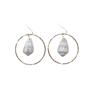 Hoop Earrings with Hebrew White Shell, Asstd