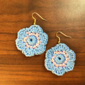 Indiva Handmade Crochet Blue & Pink Earrings