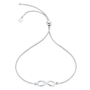 Infinity Symbol Bolo Style Bracelet .925Sterling Silver Adjustable