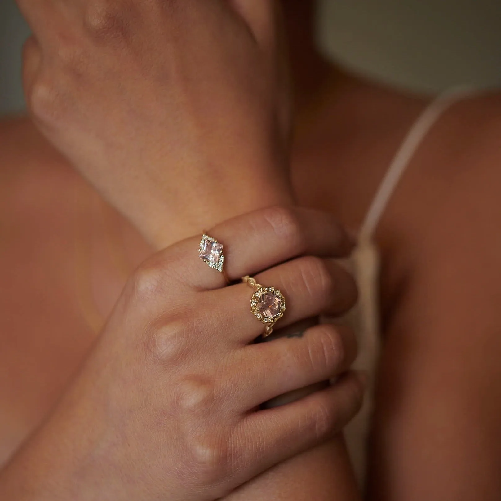 Juliette Ring With Diamonds and Morganite