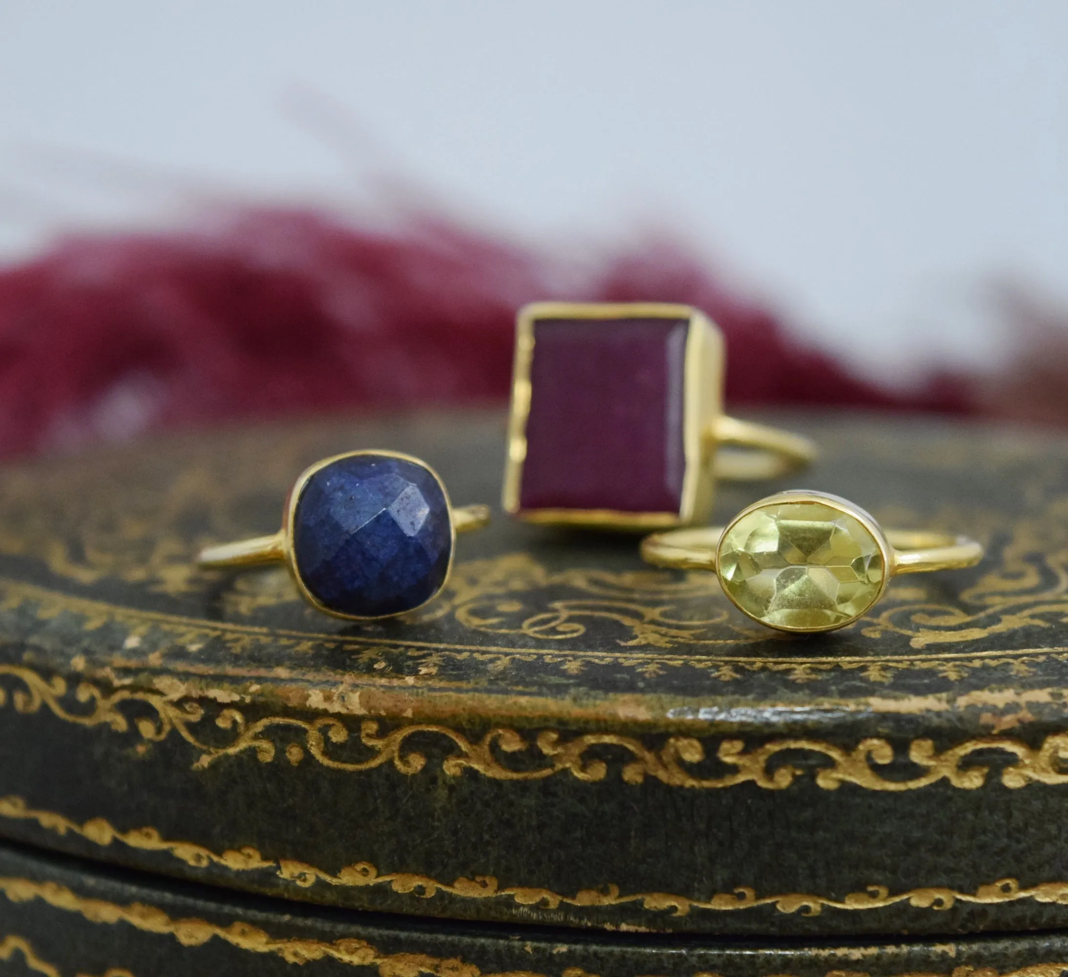 Large Raw Ruby and Vermeil Ring