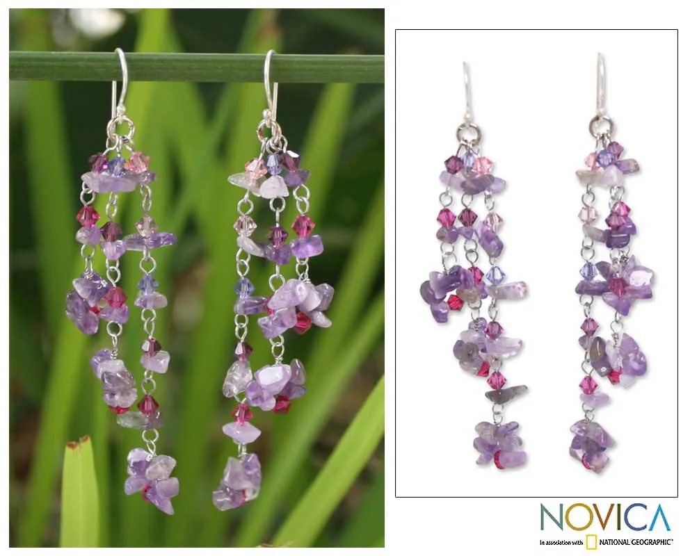 Lavender Rain Amethyst Hook Earrings