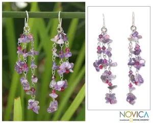 Lavender Rain Amethyst Hook Earrings