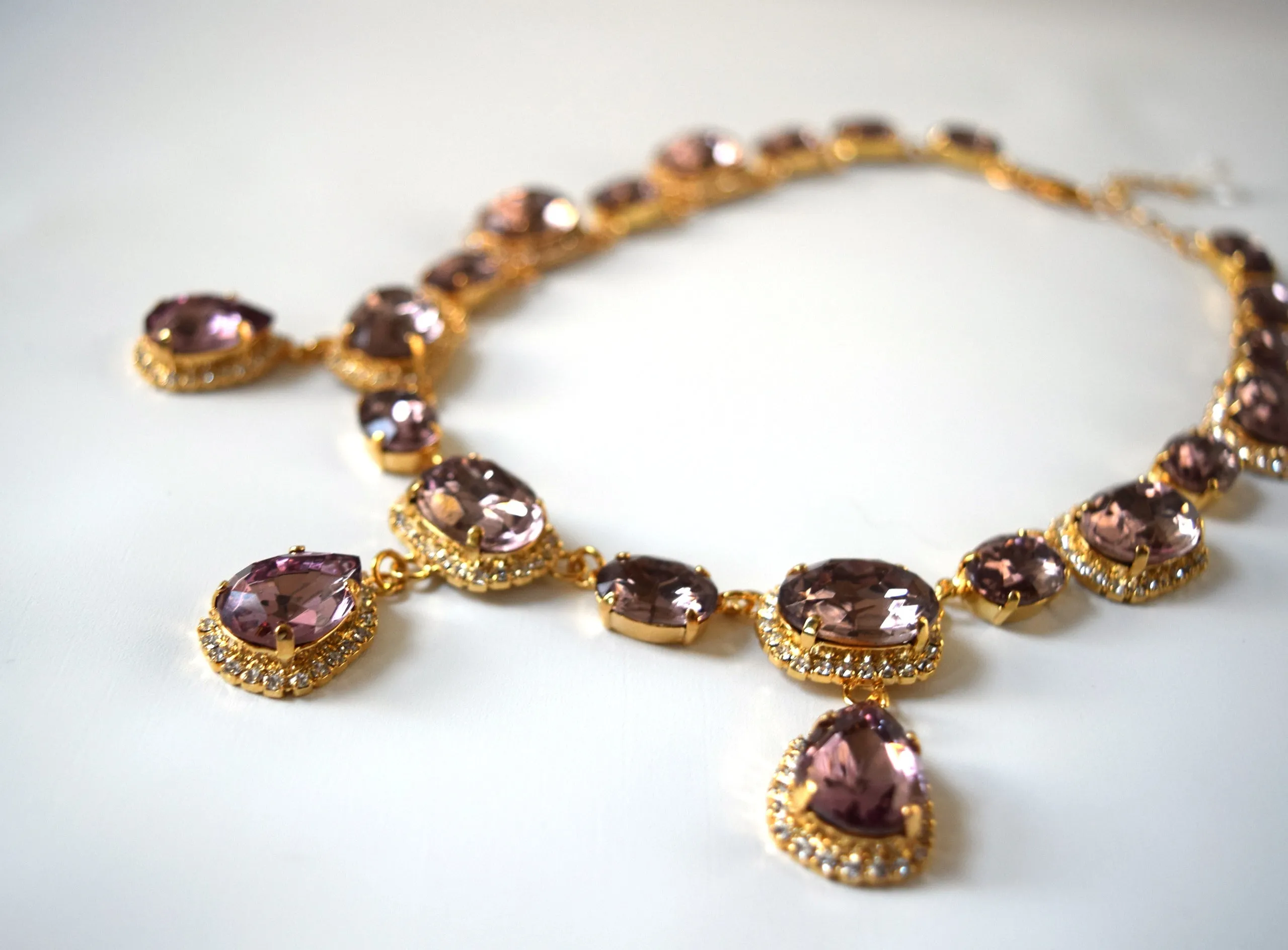 Light Amethyst Halo Riviere Necklace