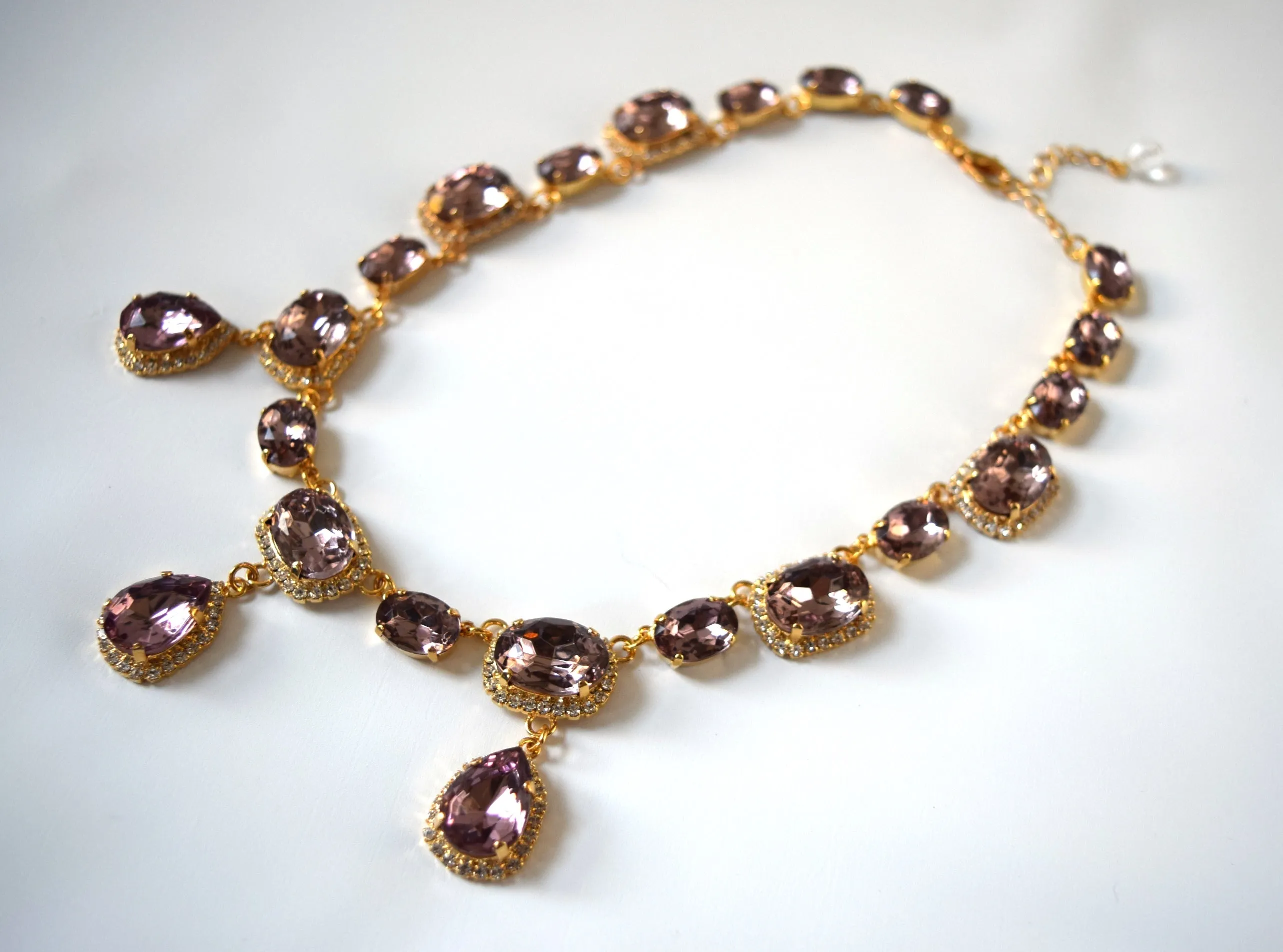 Light Amethyst Halo Riviere Necklace