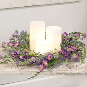 Lilac & Lavender Blossoms Candle Ring 6.5"