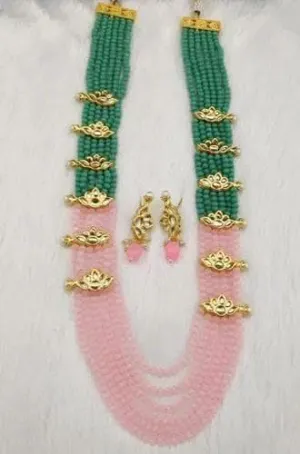 Lotus kundan brouch necklace set (multi color)