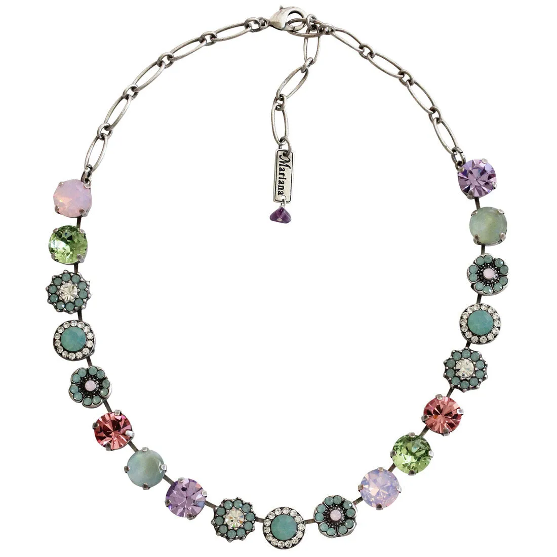 Mariana "Pina Colada" Silver Plated Lovable Rosette Crystal Necklace, 3084 1063