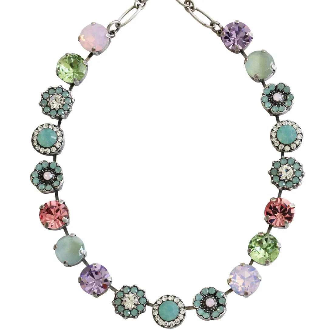 Mariana "Pina Colada" Silver Plated Lovable Rosette Crystal Necklace, 3084 1063