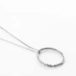 Medium twig hoop with dewdrops - sparkling necklace - silver 925