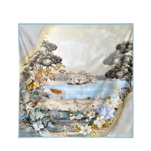 Mulberry Silk 14 Momme Square Scarf Boathouse 108x108 cm