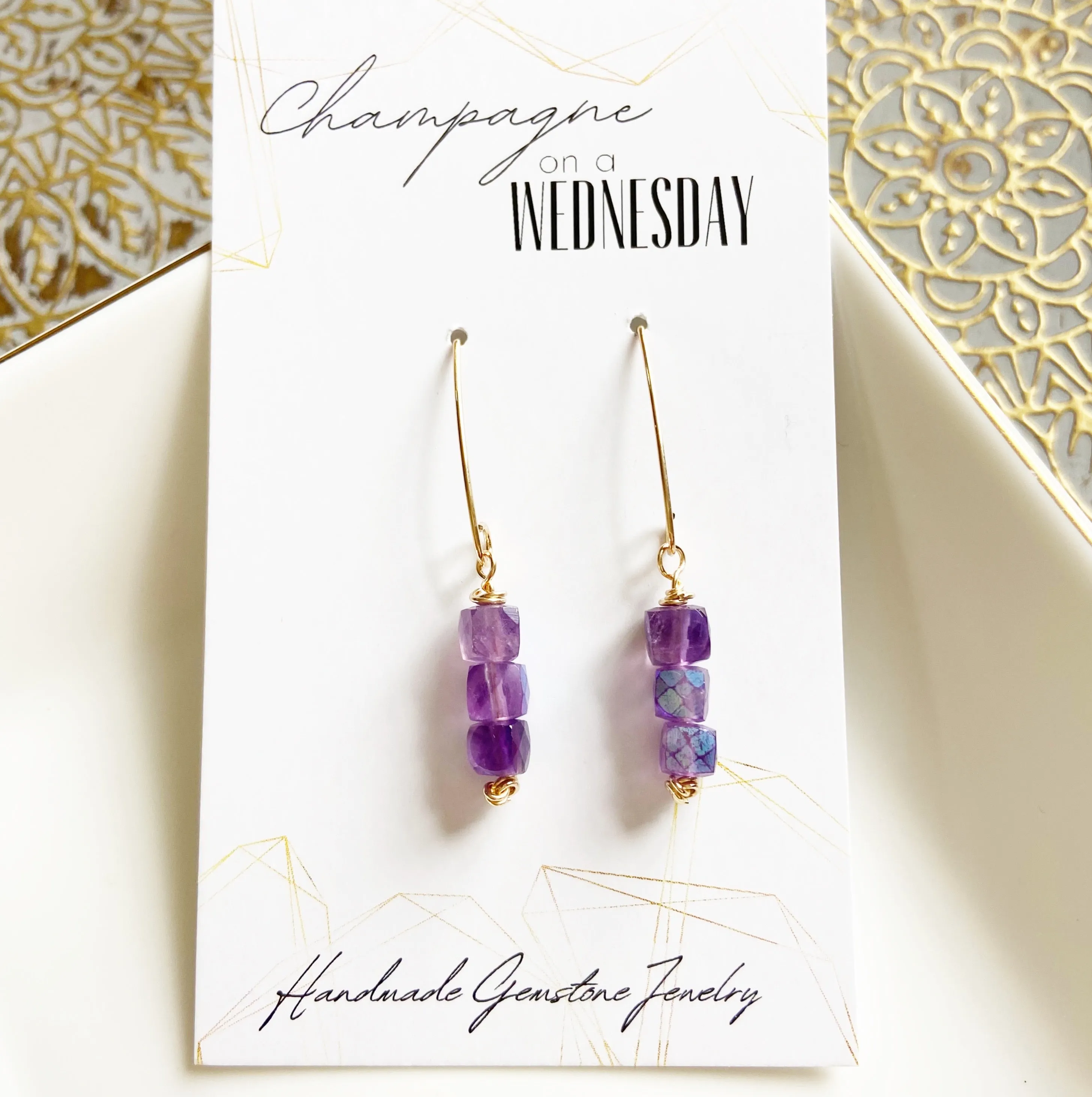 Mystic Amethyst Stack Earring in Gold