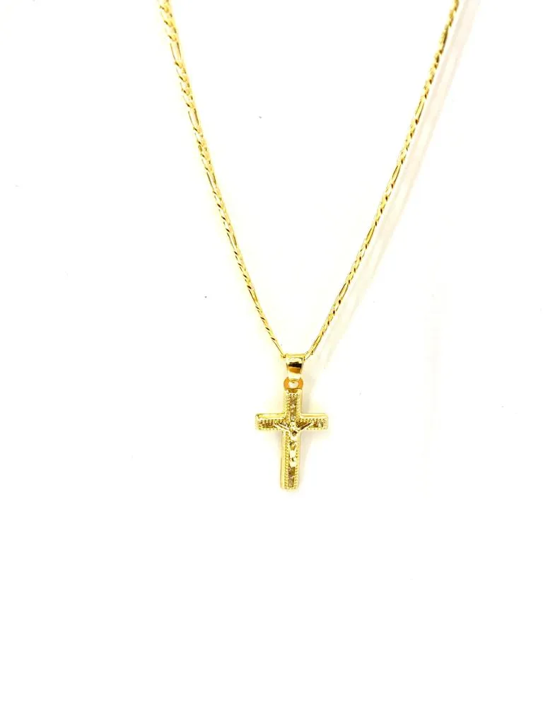 Newborn Baby Kids Cross Pendant Necklace Jesus Christ Charm 1st Communion Baptism Protection Jewelry Figaro Chain