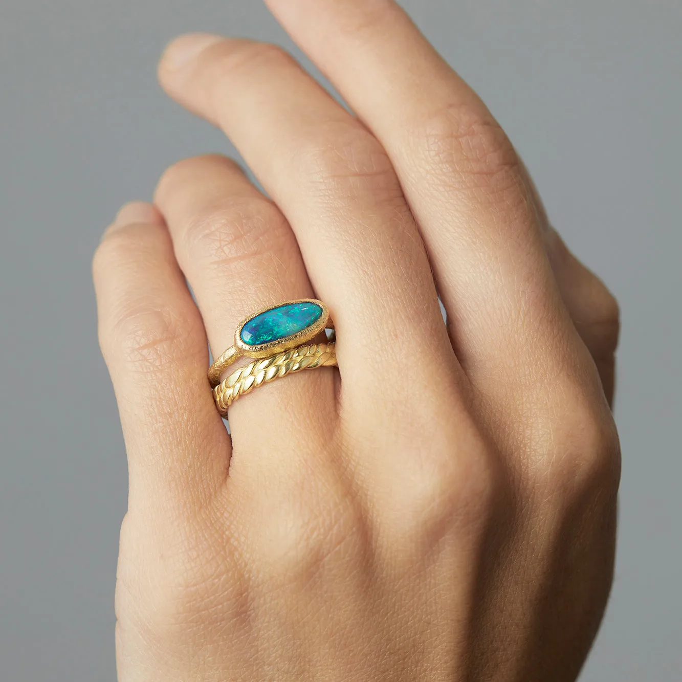 OP7-OOAK | 0.91 Carat One-of-a-Kind Boulder Opal Ring