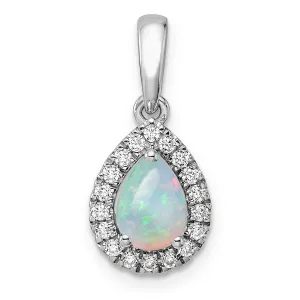 Opal Diamond Halo Pendant