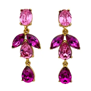 Oscar de la Renta Austrian Crystal Clip Earrings, Gold-Plated, Rose & Fuchsia