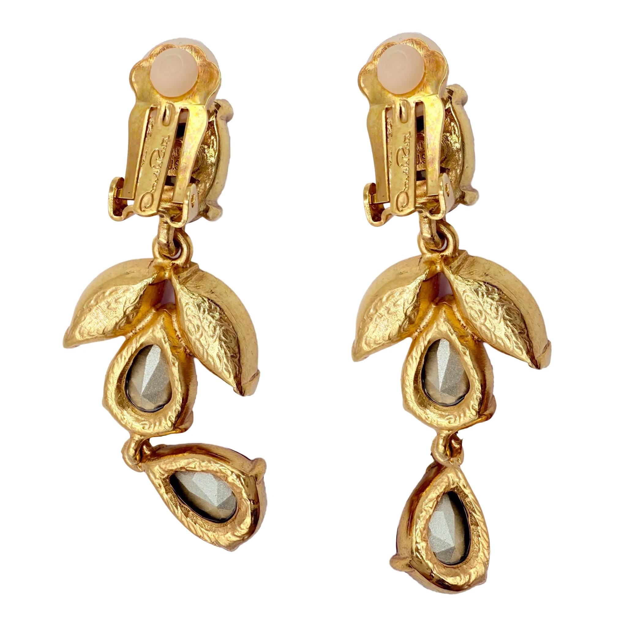 Oscar de la Renta Austrian Crystal Clip Earrings, Gold-Plated, Rose & Fuchsia