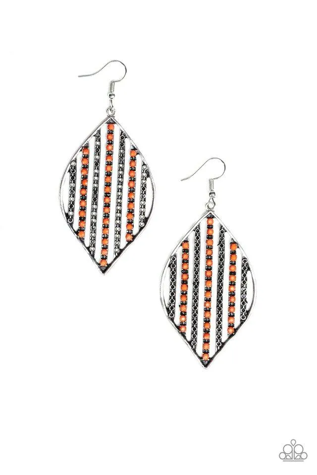 Paparazzi Earring ~ Leaf Motif - Orange