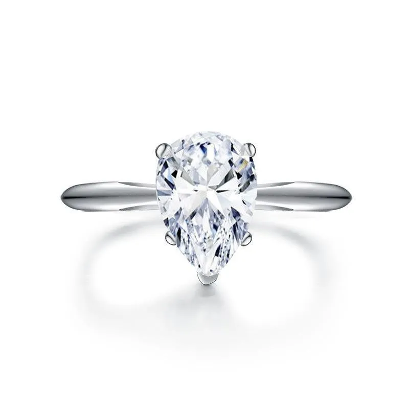 Pear Solitaire Created Ring