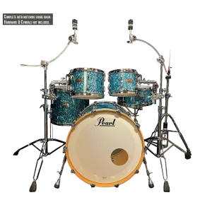 Pearl Masters Maple Reserve series in Turquoise Pearl, complete 5 piece shell set including matching snare drum