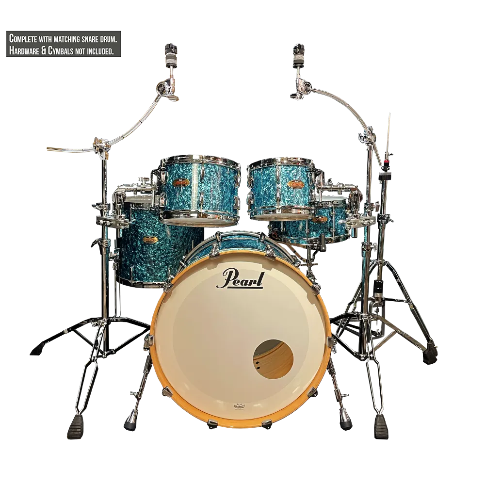 Pearl Masters Maple Reserve series in Turquoise Pearl, complete 5 piece shell set including matching snare drum