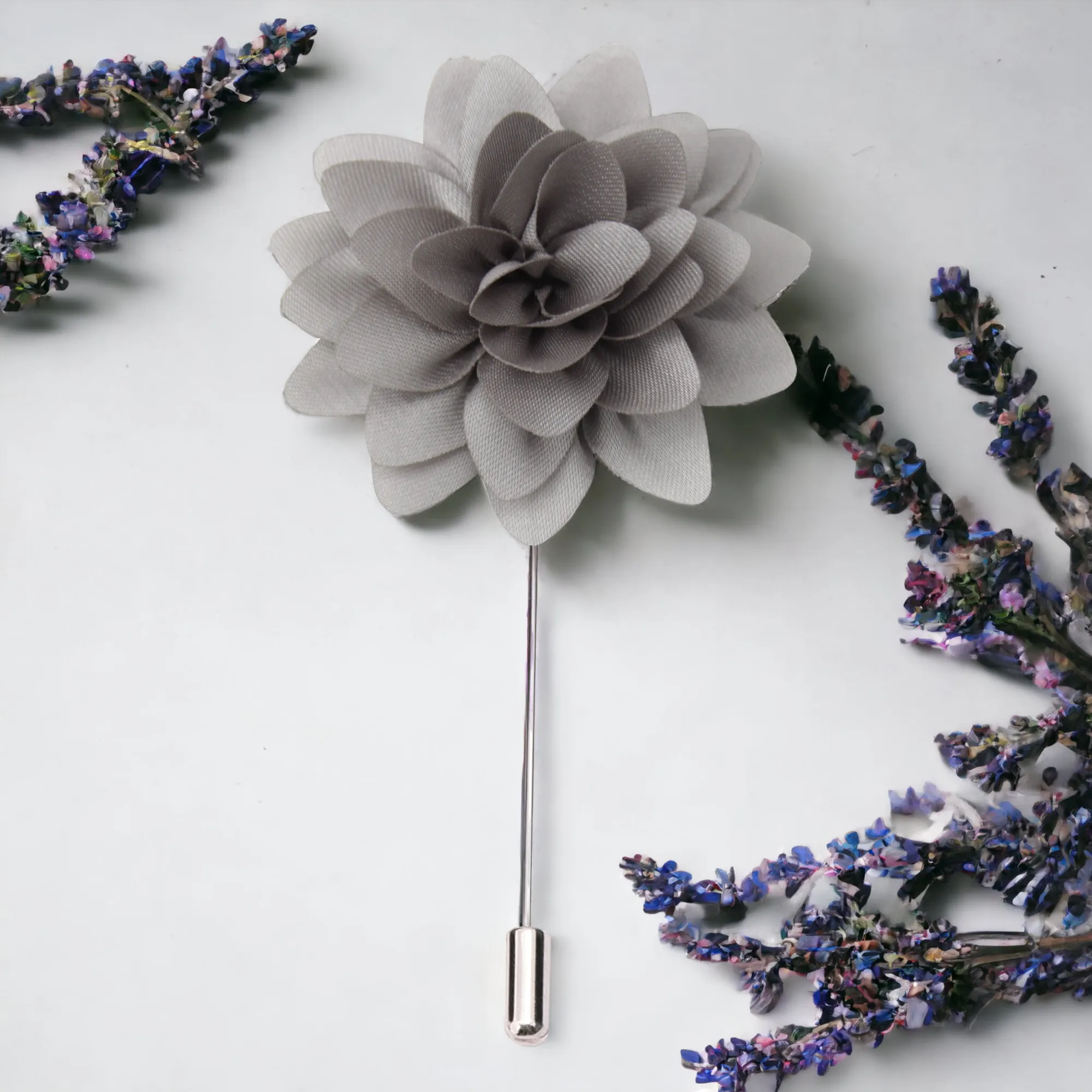 Peluche Blossom Delight Grey Floral Brooch For Men