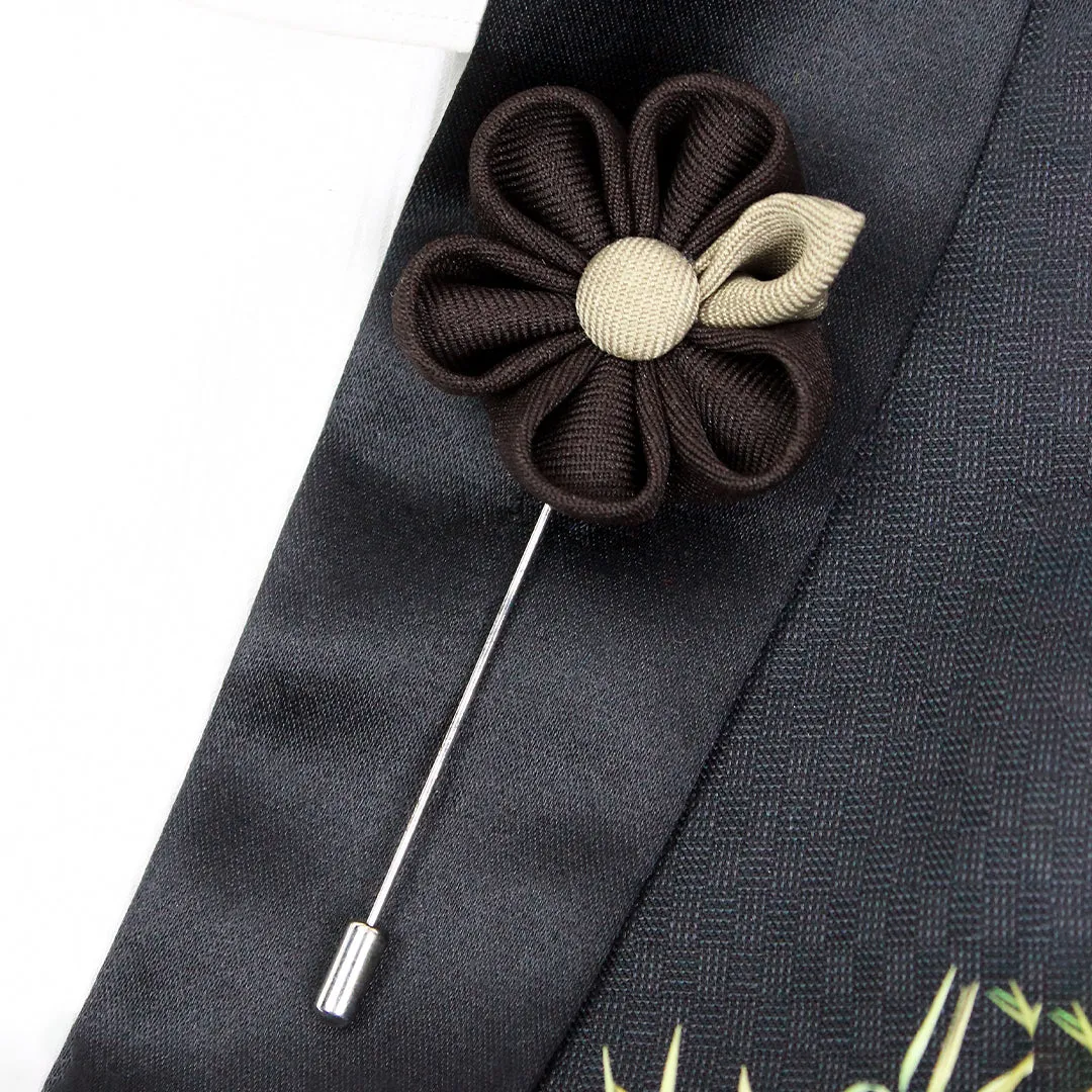 Peluche Dual Shaded Beauty Dark Brown & Golden Colored Brooch / Lapel Pin for Men