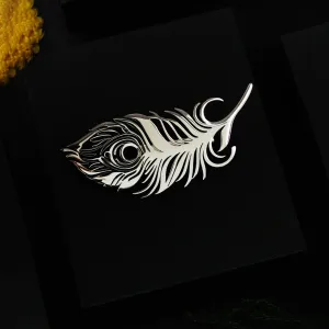 Peluche Peacock Plume Silver Stainless Steel Lapel Pin for Men