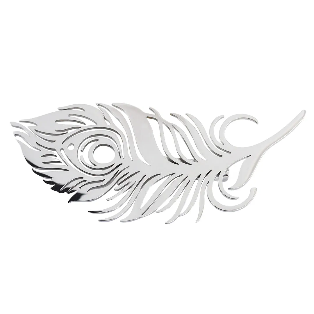 Peluche Peacock Plume Silver Stainless Steel Lapel Pin for Men