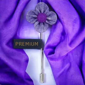 Peluche The Four Petal Checkerd Flower Lavander Brooch Lapel Pin