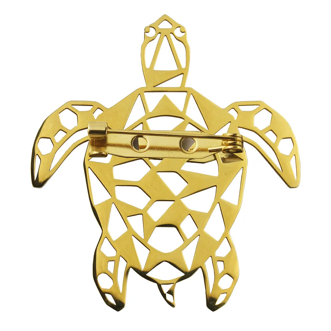 Peluche Turtle Tranquility Golden Stainless Steel Lapel Pin for Men