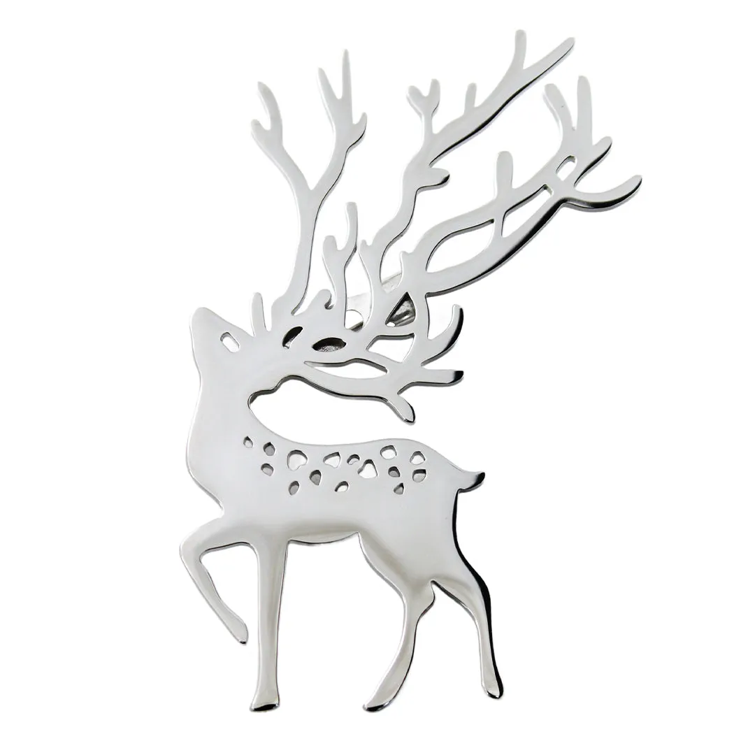 Peluche Whimsy Deer Silver Stainless Steel Lapel Pin for Men