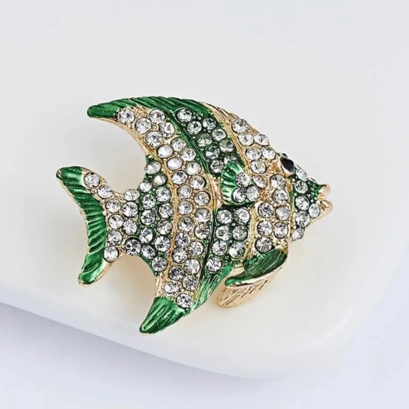 Rhinestone Fish Crystal  Brooch Pin for Women