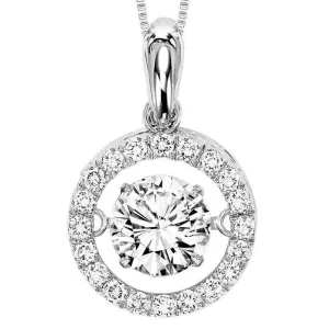 Rhythm Of Love Halo Diamond Necklace 1/2 Cttw 14K White Gold