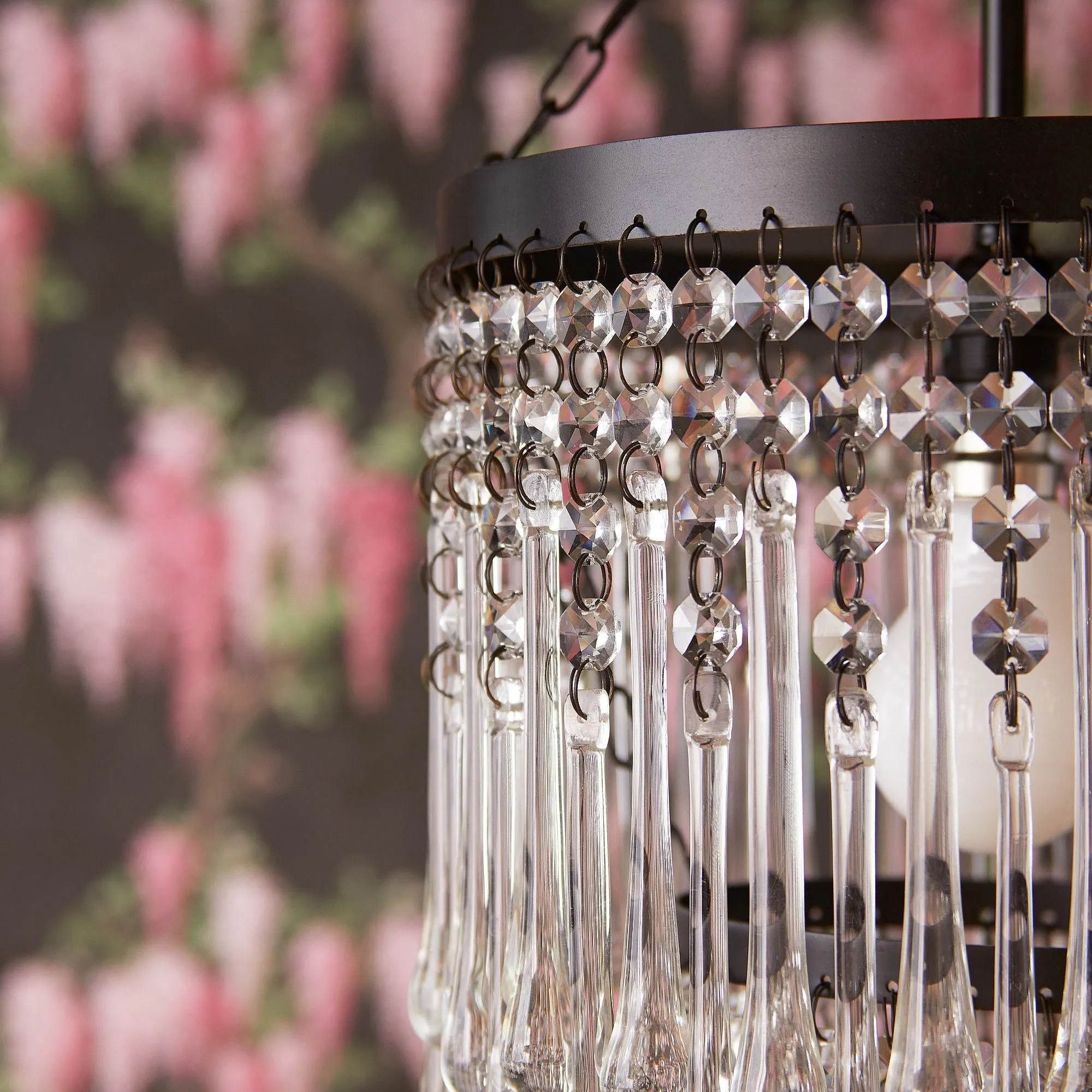 Rita chandelier with clear blown glass droplets