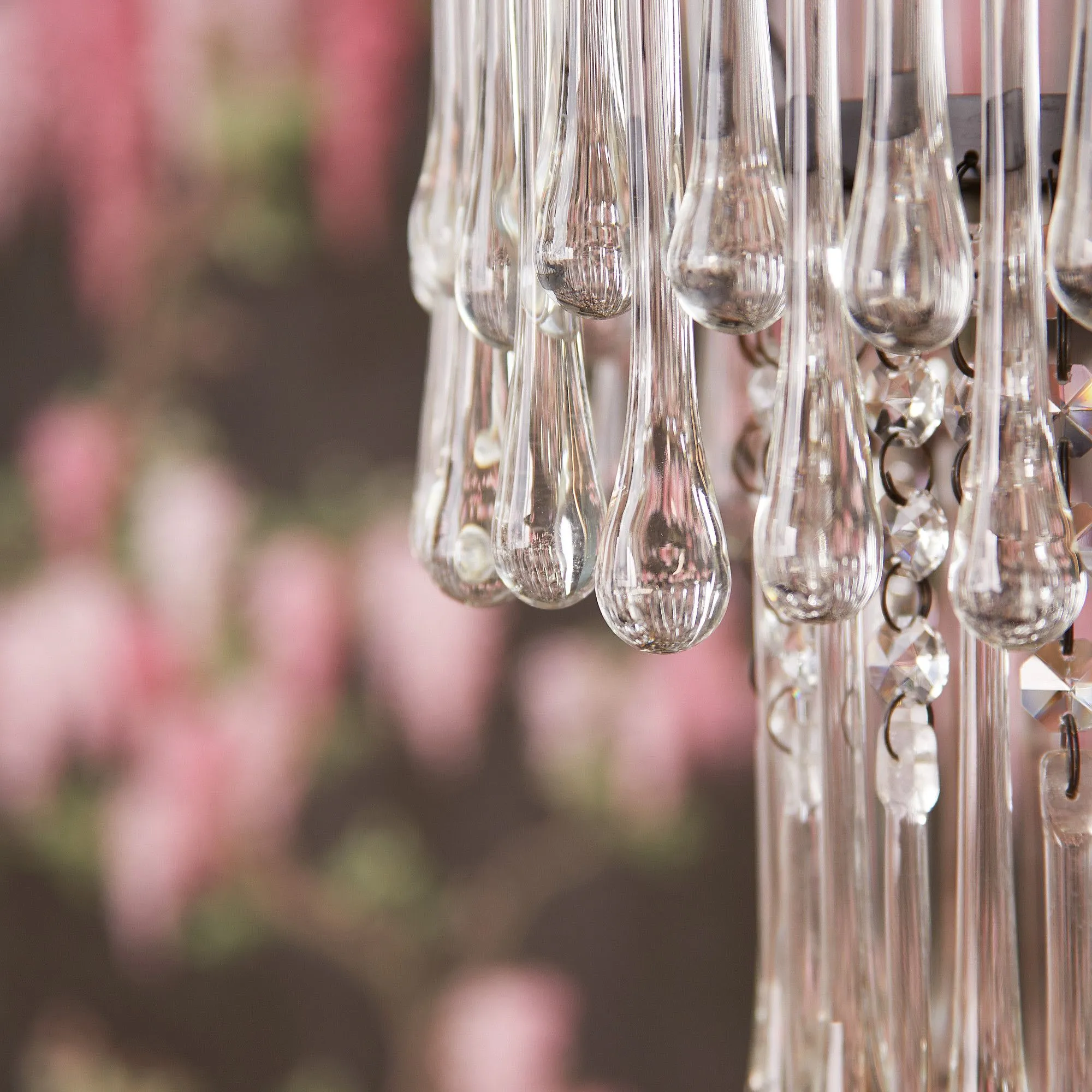 Rita chandelier with clear blown glass droplets