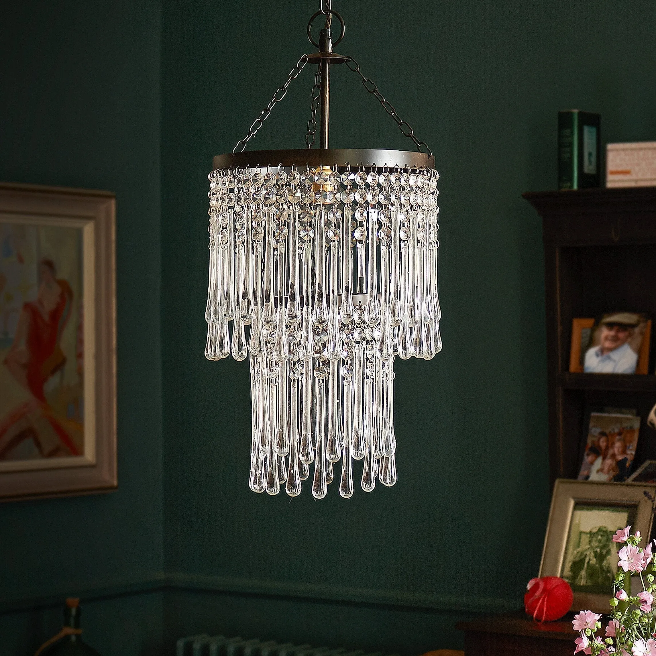 Rita chandelier with clear blown glass droplets