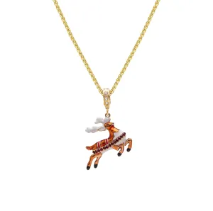 Ritzy Couture Christmas Reindeer Charm with Swarovski Crystals Enhancer Charm (Goldtone)