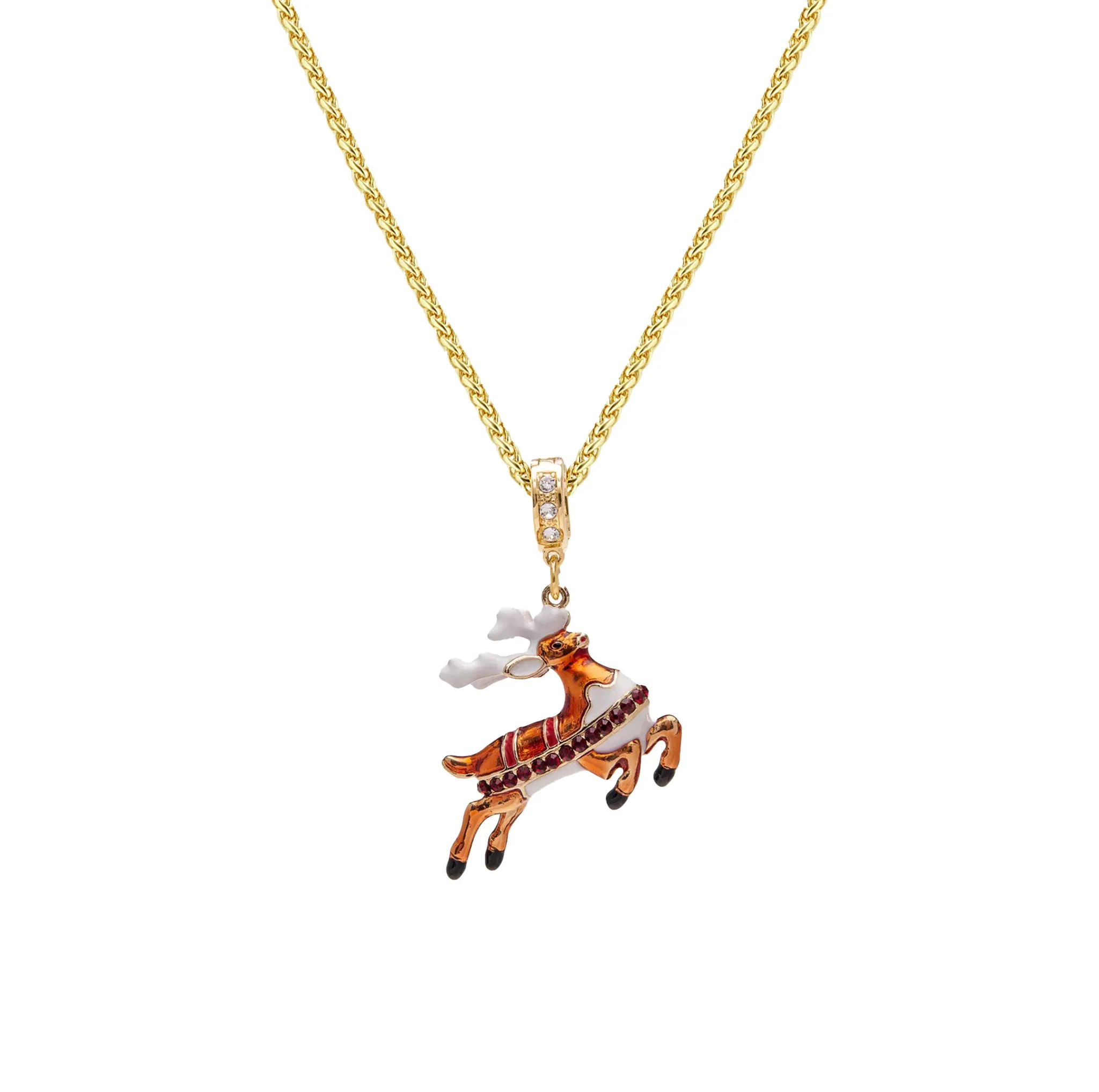 Ritzy Couture Christmas Reindeer Charm with Swarovski Crystals Enhancer Charm (Goldtone)