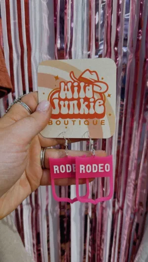 Rodeo Back Number Pink Acrylic Earrings