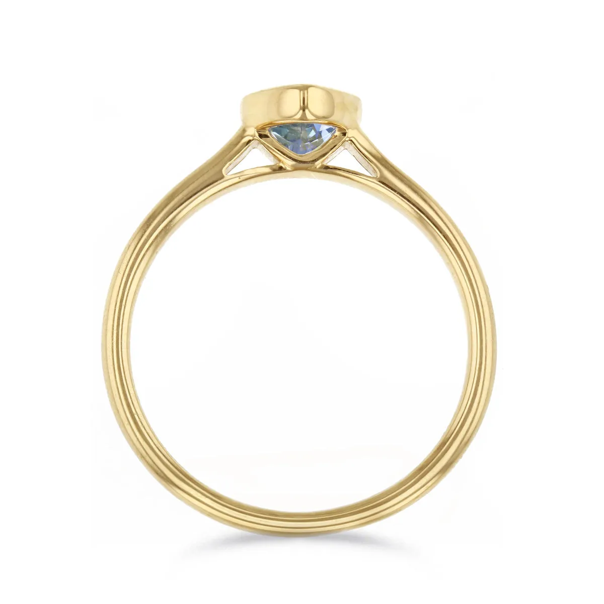 Rosa Mer 0.60ct Pear Cut Aquamarine Rubover Ring | 9K Yellow Gold