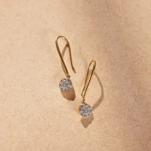 Round Cluster Diamond Drop Earrings