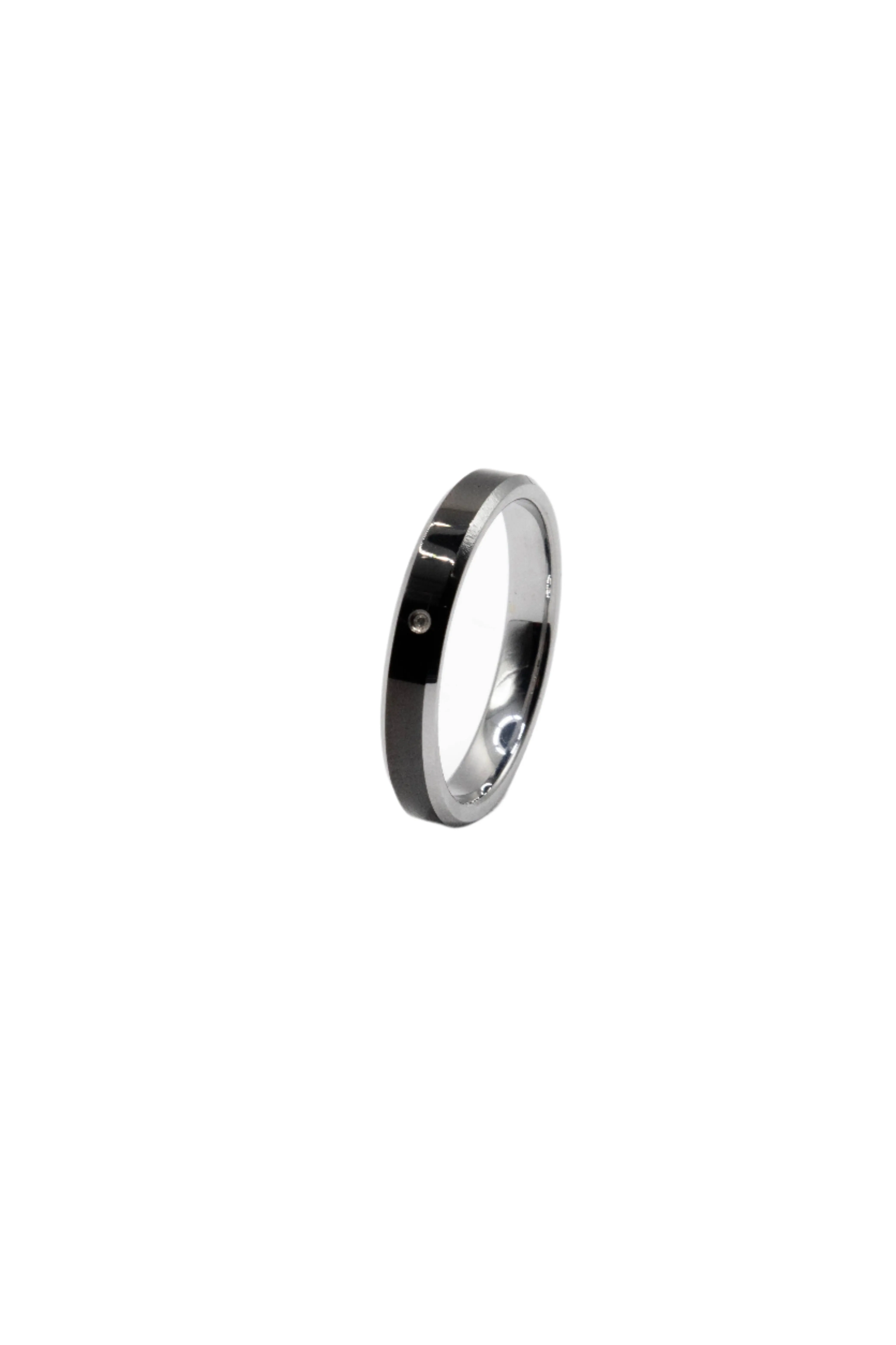 Serene Black Enamel with Diamond Tungsten Wedding Ring Size 8,9,10