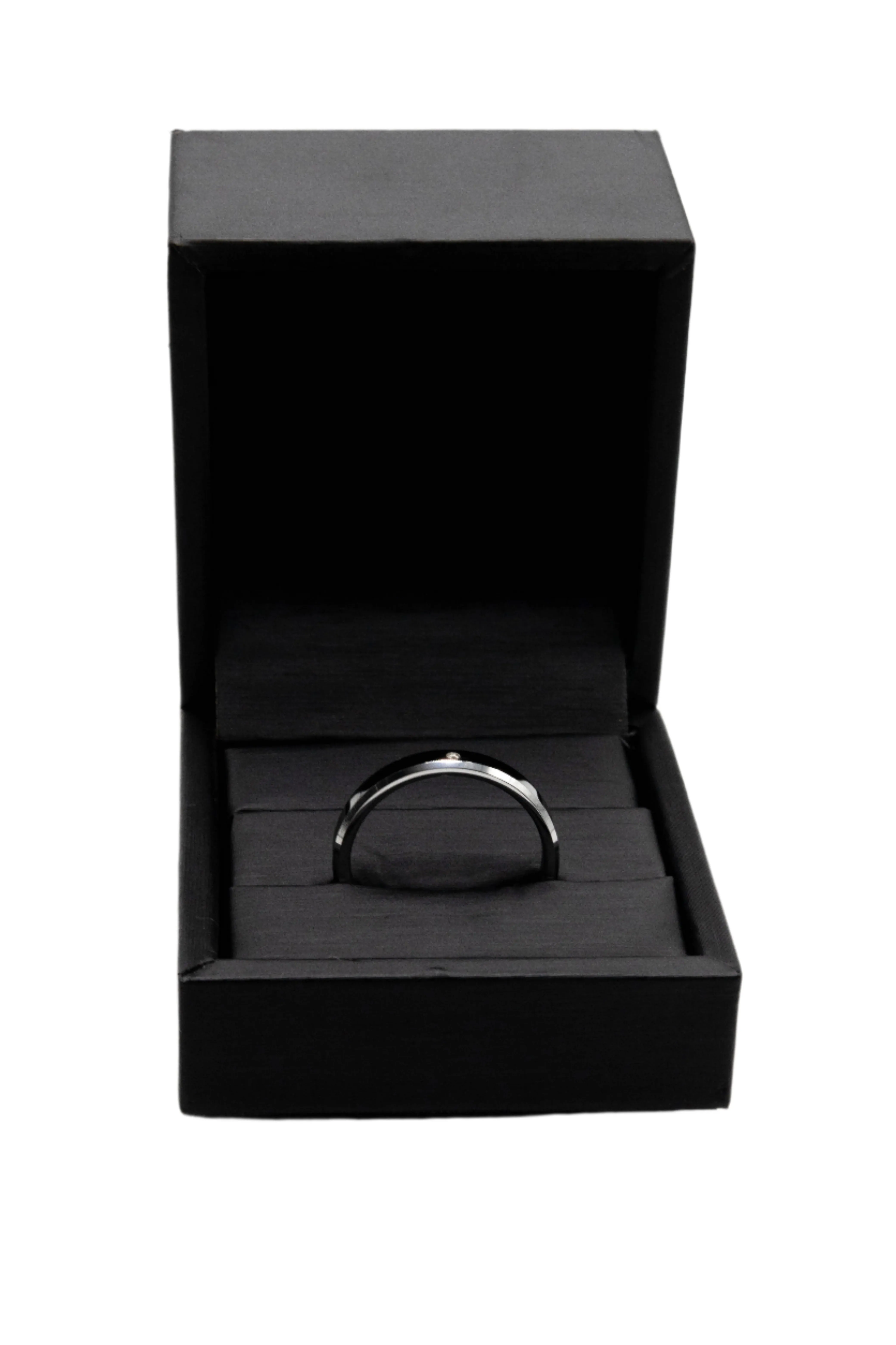 Serene Black Enamel with Diamond Tungsten Wedding Ring Size 8,9,10